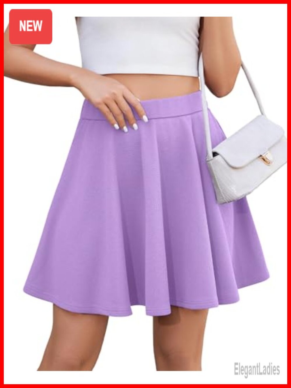 High Waist Pleated Skater Flare Mini Skirt A-Line Casual